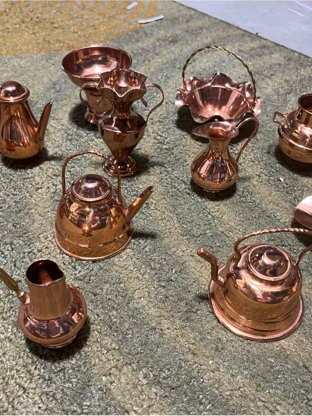 Miniature Copper-Colored 12 Piece Decorative  Set - Copper Finish